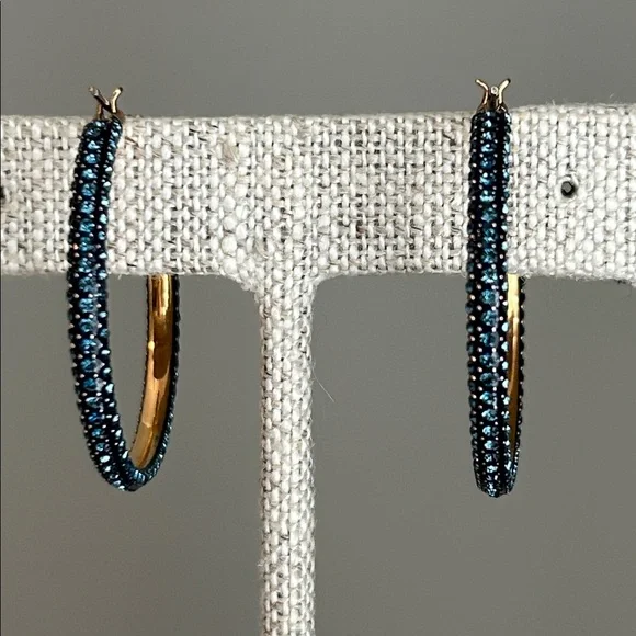 Swarovski Pave Crystal blue hoops - Picture 6 of 8